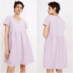 Madewell | Dresses | Madewell Dress Linenblend Alexandra Buttonfront Mini  Pockets Vibrant Lilac M | Poshmark